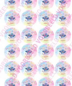 Eetbare Cupcakeprint Stitch 2 - 24 cupcake rondjes