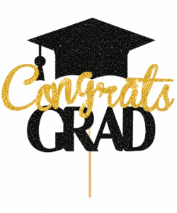 Caketopper Congrats Grad zwart - goud