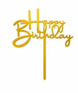 Happy Birthday Topper Goud Acryl Extra Dun