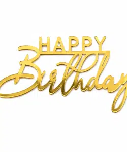 Acryl Goud Happy Birthday Taartdecoratie (zonder prikker)