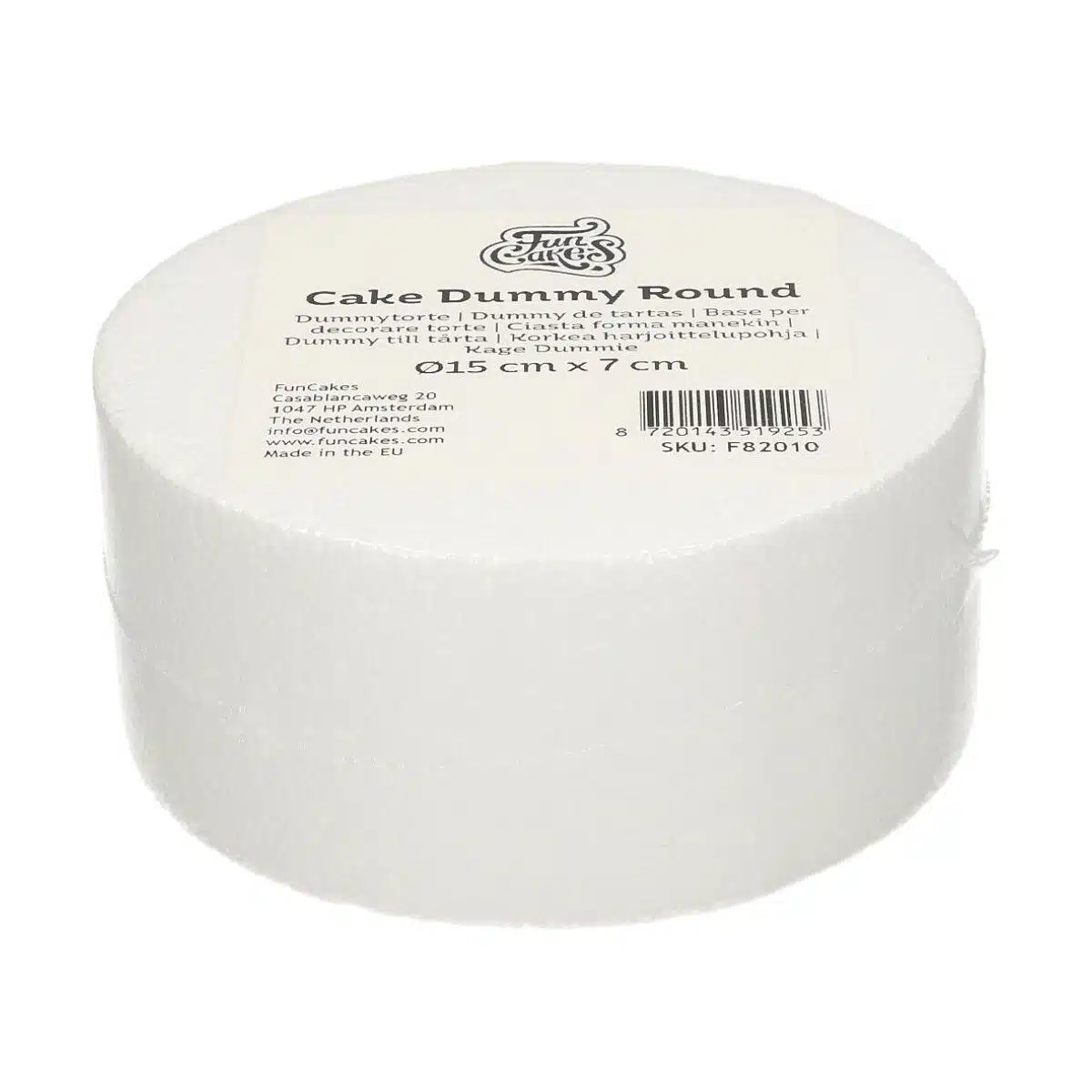 Funcakes taart dummy rond 15 cm - 7 cm hoog bij cake, bake & love 4 Funcakes taart dummy rond 15 cm - 7 cm hoog