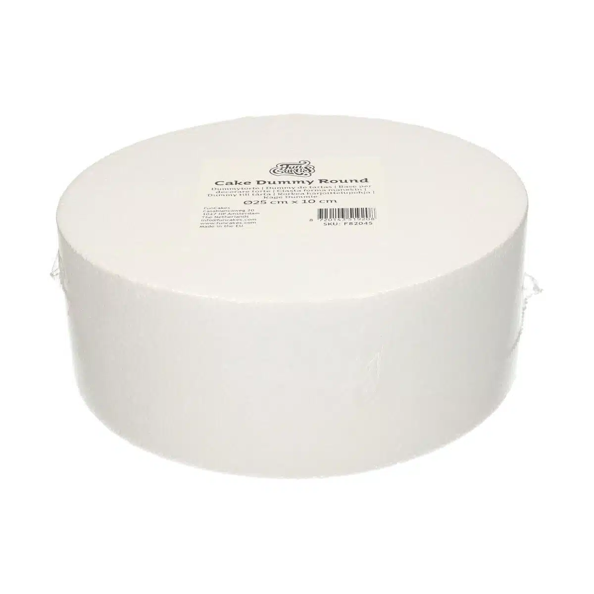 Funcakes taart dummy rond 25 cm - 10 cm hoog bij cake, bake & love 4 Funcakes taart dummy rond 25 cm - 10 cm hoog