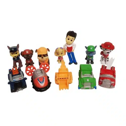 Plastic decoratieset paw patrol met wagentjes