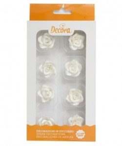Suikerdecoratie 8 rozen parelglans
