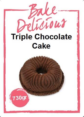 Bake delicious triple chocolate cake 730gr