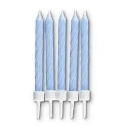 Kaarsjes zacht blauw met houder 10 stuks