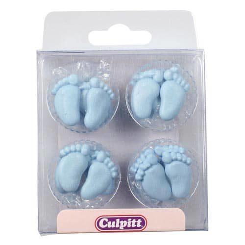 Culpitt suikerdecoratie baby voetjes blauw pk/24