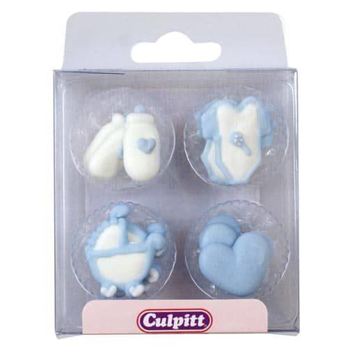 Culpitt suikerdecoratie baby pipings blue pk/12