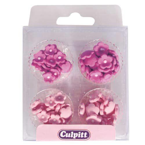 Culpitt suikerdecoratie mini bloemen roze pk/100