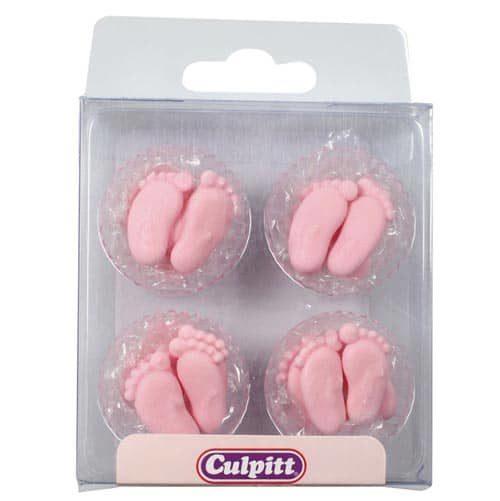 Culpitt suikerdecoratie baby voetjes roze pk/24