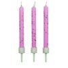 Pme candles pink glitter with holders pk/10
