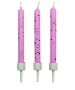 PME Candles Pink Glitter with Holders Pk/10