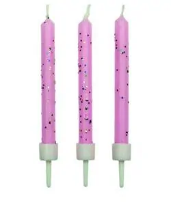 PME Candles Pink Glitter with Holders Pk/10