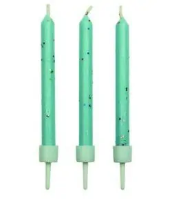 PME Candles Blue Glitter with Holders Pk/10