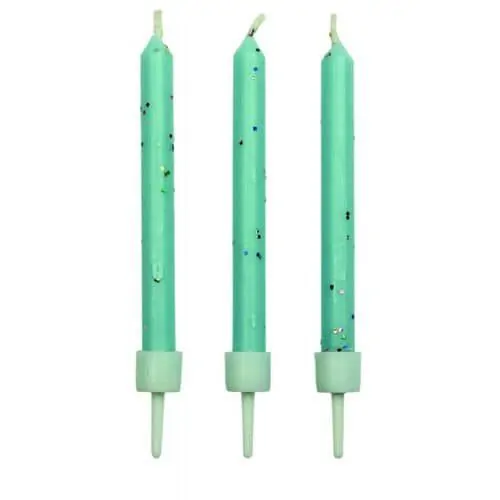 Pme candles blue glitter with holders pk/10