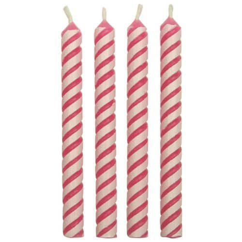 Pme candles striped pink pk/24