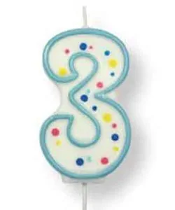 PME Large Candle Blue Number 3