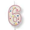 Pme large candle pink number 6