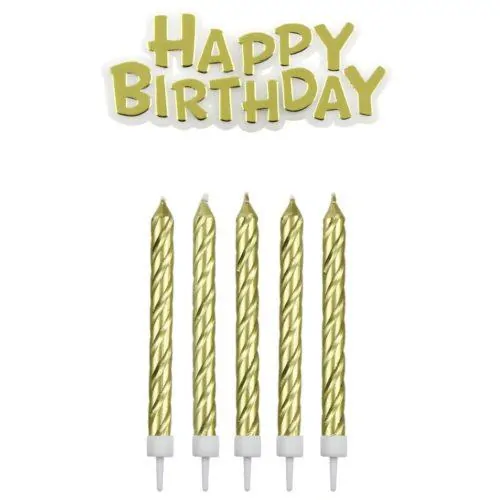 Pme candles & happy birthday gold pk/17