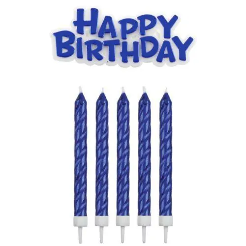 Pme candles & happy birthday blue pk/17