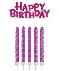 PME Candles & Happy Birthday Pink pk/17