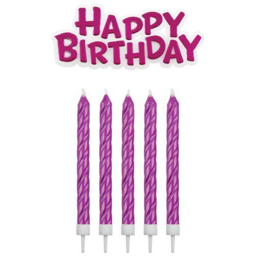 Pme candles & happy birthday pink pk/17