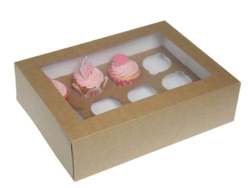 Cupcake doos 12 stuks kraft met venster