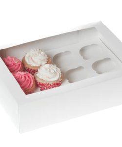 Cupcake doos 12 stuks Wit met venster