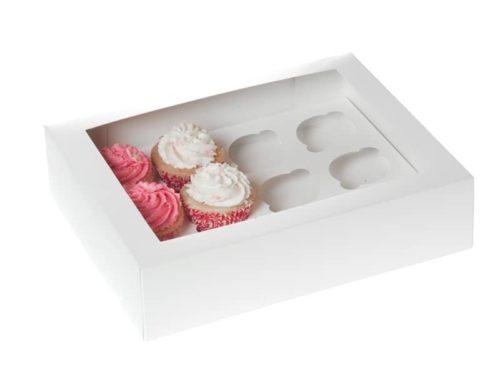 Cupcake doos 12 stuks wit met venster