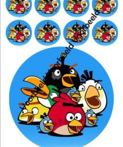 Angry Birds 18 cm rond + 8 cupcakes