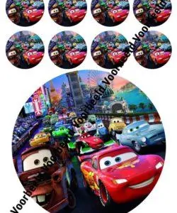 Cars 18 cm rond + 8 cupcakes