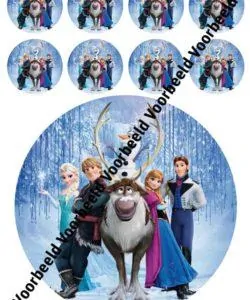 Frozen Cast 18 cm rond + 8 cupcakes
