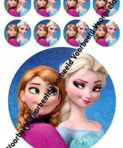 Frozen Elsa & Anna 1 18 cm rond + 8 cupcakes