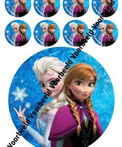 Frozen Elsa & Anna 2 18 cm rond + 8 cupcakes