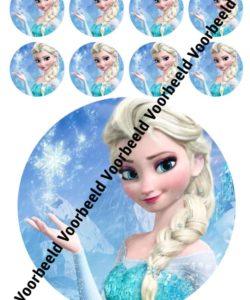 Frozen Elsa 1 18 cm rond + 8 cupcakes