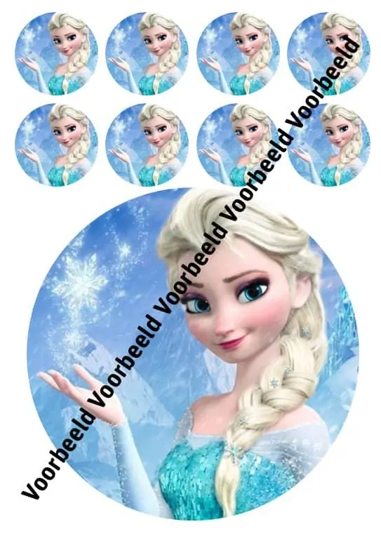 Eetbare taartprint frozen elsa 1 - 18 cm rond rond + 8 cupcake rondjes bij cake, bake & love 3 Frozen elsa 1 18 cm rond + 8 cupcakes