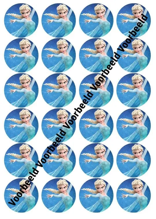 Eetbare cupcakeprint frozen elsa 2 - 24 cupcake rondjes bij cake, bake & love 3 Frozen elsa 2 24 cupcakes