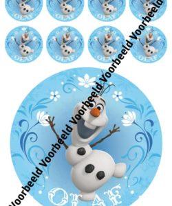 Frozen Olaf 18 cm rond + 8 cupcakes