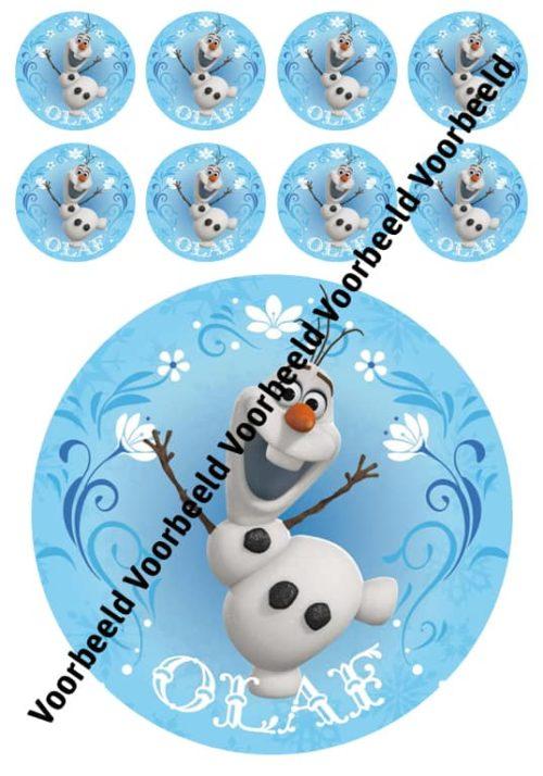 Frozen olaf 18 cm rond + 8 cupcakes