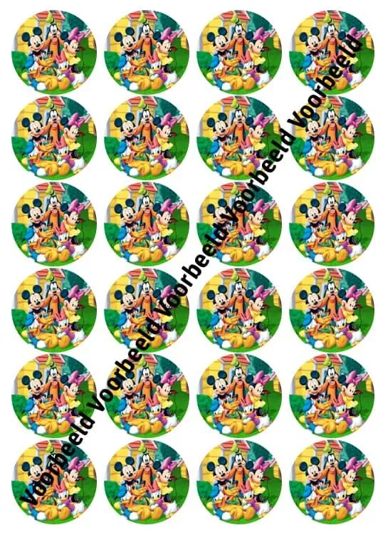 Eetbare cupcakeprint mickey mouse 1 - 24 cupcake rondjes bij cake, bake & love 3 Mickey mouse 24 cupcakes