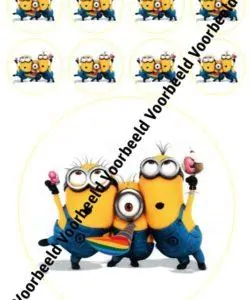 Minions 1 18 cm rond + 8 cupcakes
