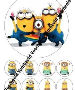 Minions 2 18 cm rond + 8 cupcakes