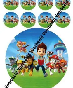 PawPatrol 1 18 cm rond + 8 cupcakes