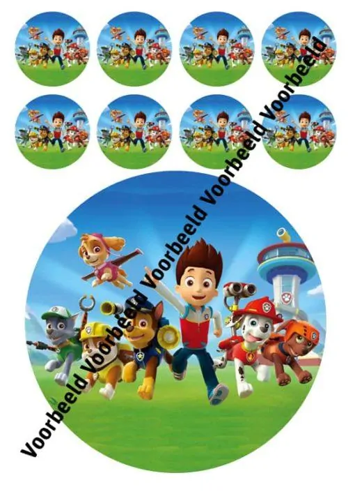 Pawpatrol 1 18 cm rond + 8 cupcakes