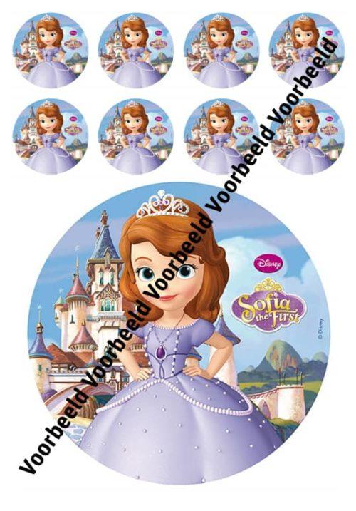Princess sofia 18 cm rond + 8 cupcakes