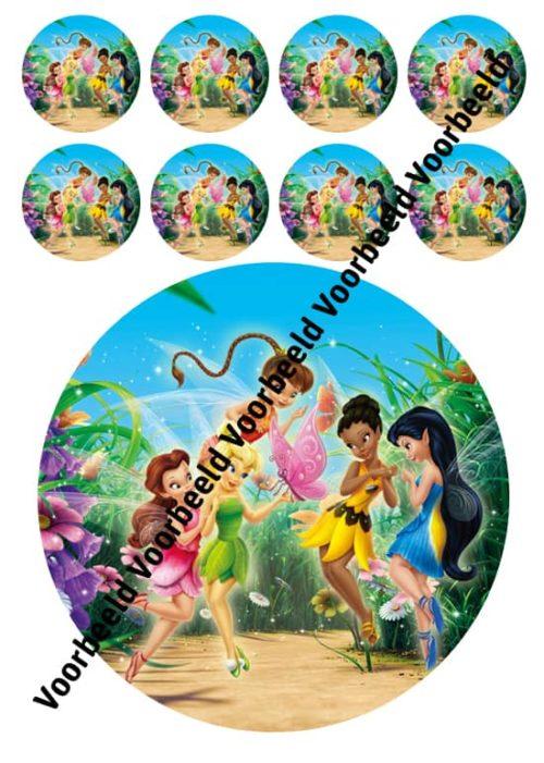 Tinkerbell 18 cm rond + 8 cupcakes