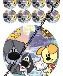 Woezel en Pip film 18 cm rond + 8 cupcakes