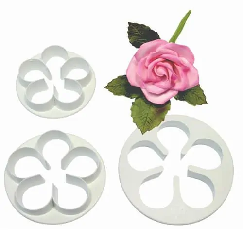 Pme 5 petal cutter set/3 large bij cake, bake & love 3 Pme 5 petal cutter set/3 large