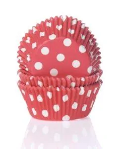 House of Marie Baking cups Stip Rood pk/50