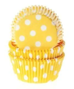 House of Marie Baking cups Stip Geel pk/50
